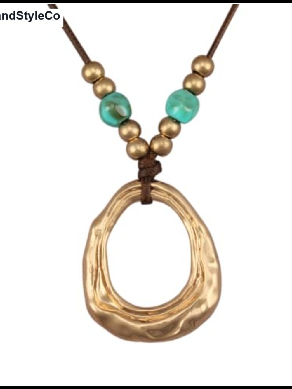 Boho Chunky Circle Pendant Necklace Faux Leather Cord